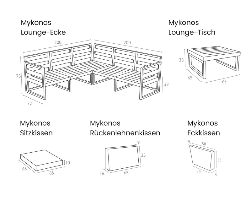 Mykonos Lounge Ecke Set Gartenmöbel - WohnenRoyal